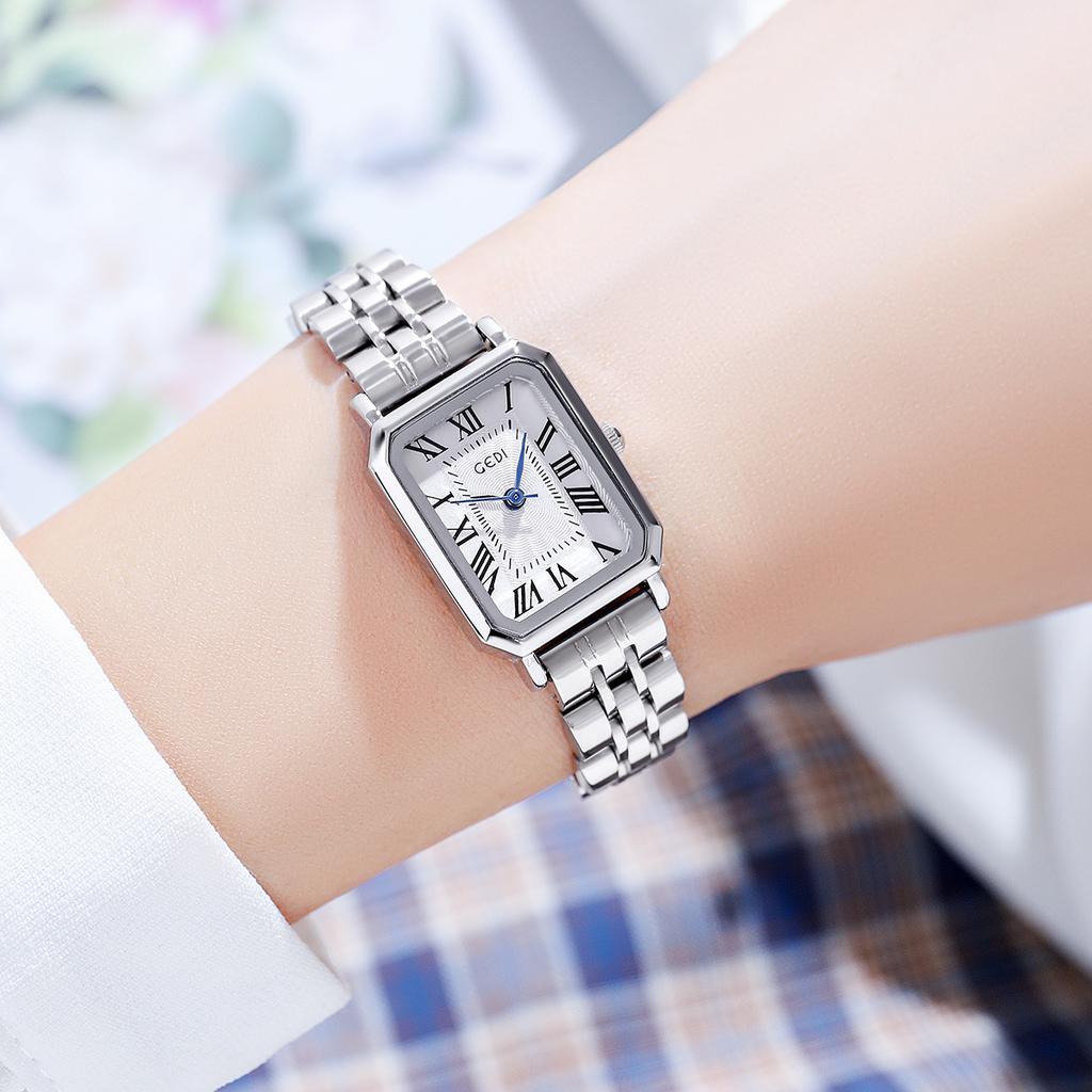 French Style Women'S Watch Simple Retro Square Stainless Steel Watch Quartz Steel Belt Women'S Watch