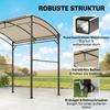 2.2 X 1.5 M BBQ Grill Gazebo Tent, Garden Grill with Metal Frame, Curved Canopy and 10 Hooks, Outdoor Sun Shade, Beige
