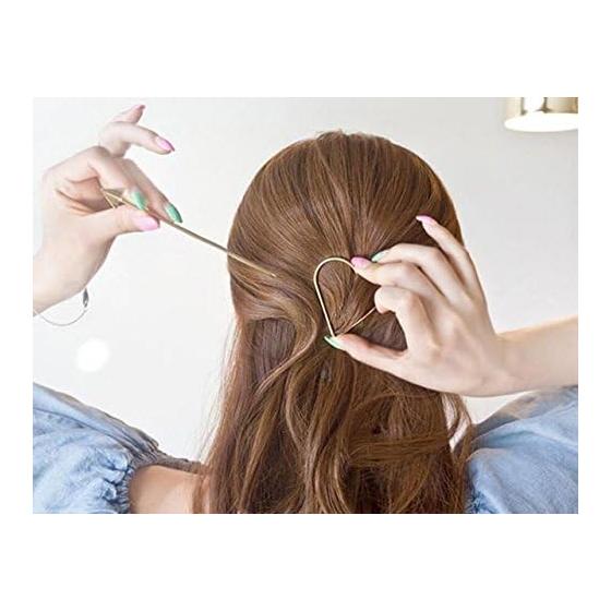 ETWAS Heart Star Hair Stick 2-Piece Set (Silver) Heart Motif Star Motif
