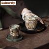 High-end Zhiye Fire Ceramic Teacup Handmade Grottoes Buddha Master Cup Tasting Tea Mug Single Chazhan Kung Fu Tea Set Gift Box