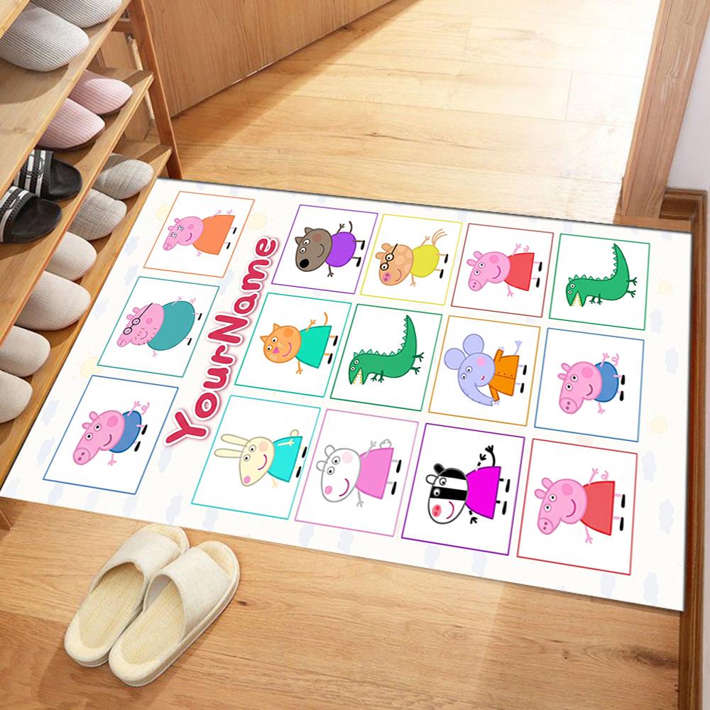 Peppa Pig Customize Your Name Carpet Design for Playrooms Kitchen Living Rooms Balcony Antislip Carpet Office home decor Wedding Party Gift