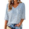 Women's V-Neck Retro Floral Print Lightweight Blouse for Spring and Summer