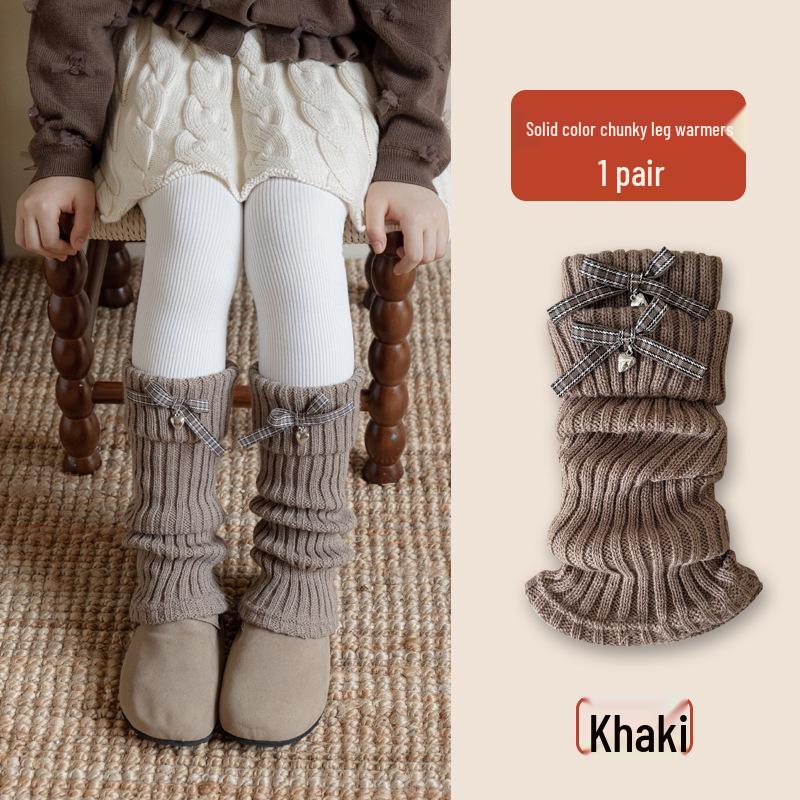 Winter Girls' Korean Style Bow Knot Ruffle Knit Leg Warmers
