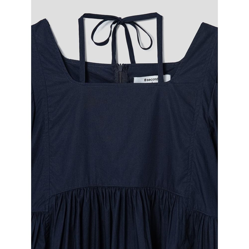 8SECONDS Cotton Puff Sleeve Mini Dress Navy