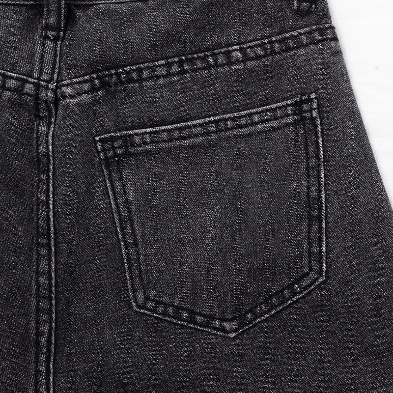 Fashionable Versatile Design Sense of Raw Edge Broken Holes Denim Shorts Female Summer Black and Gray High-waisted Super Short Pants Versatile Pants