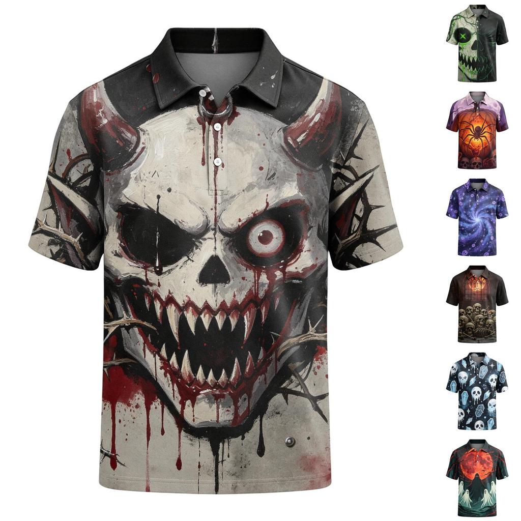Men's Halloween Print Short Sleeve Casual T-Shirt