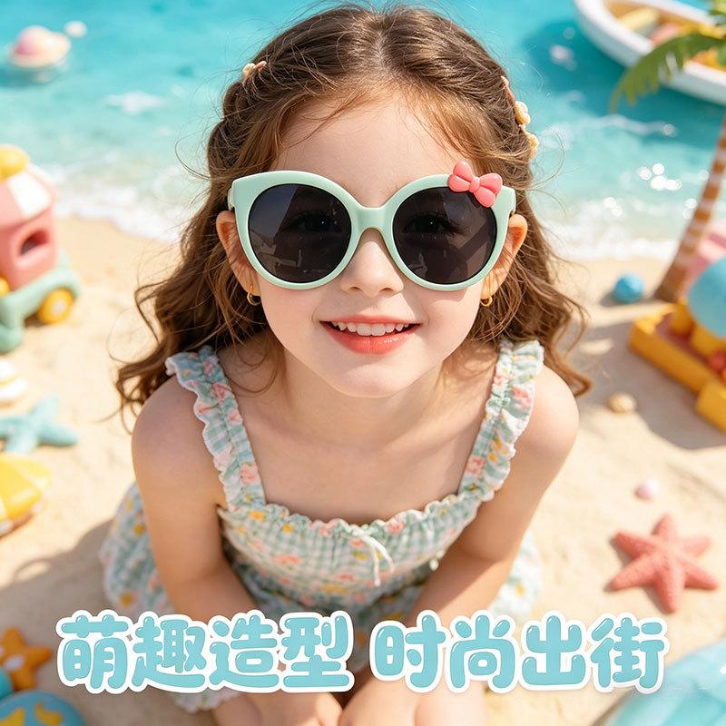 Polarized children's glasses Macaron color girls princess sunglasses cute bow silicone children's sunglasses
