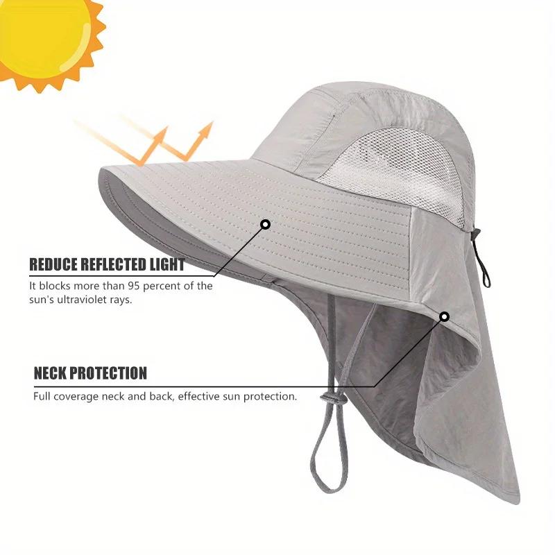Wide Brim Sun Hat Summer Beach Sun Hat Breathable Adjustable Solid Color Hat for Outdoor Fishing Hiking Camping Summer Vacation