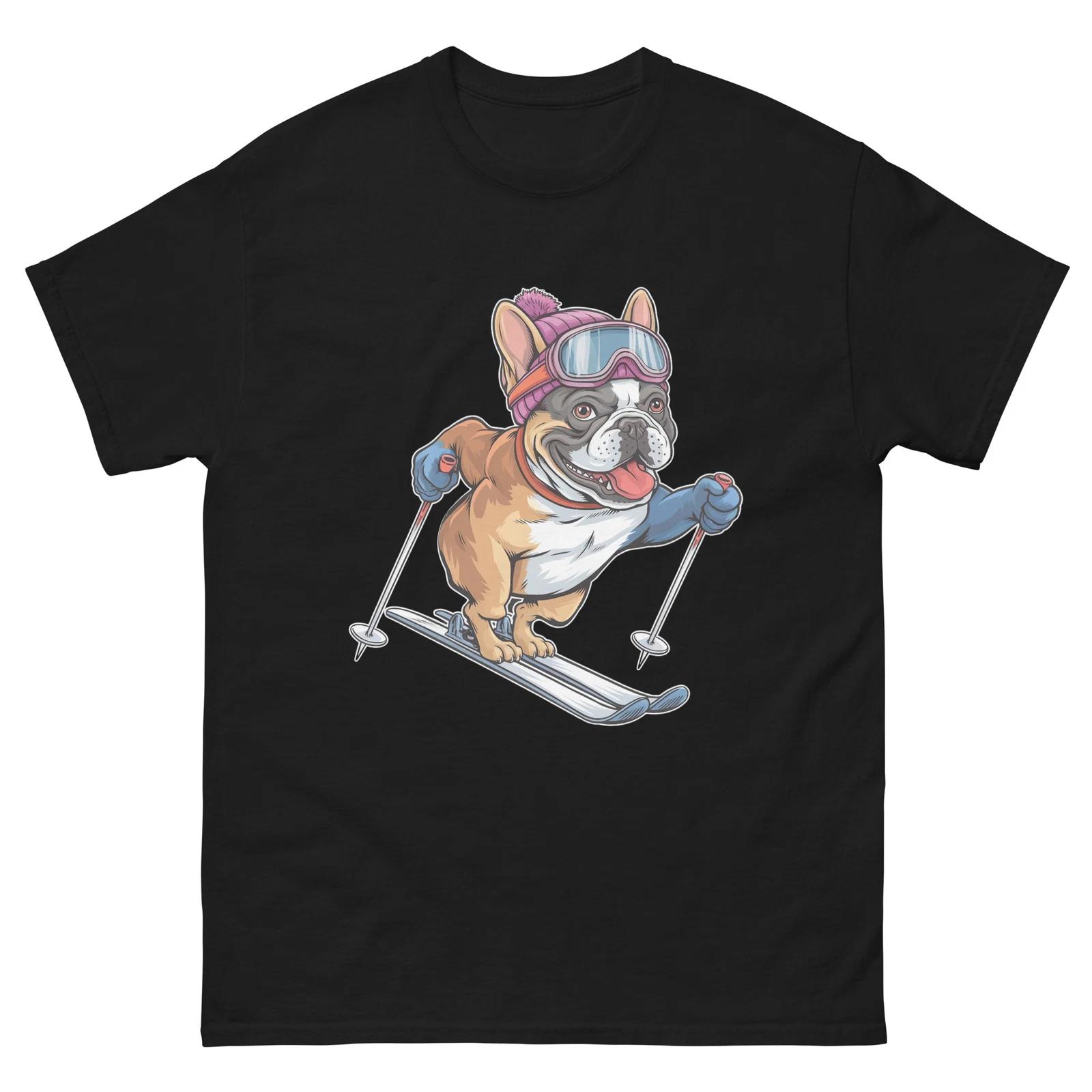 Skiing French Bulldog Unisex classic tee 4XL