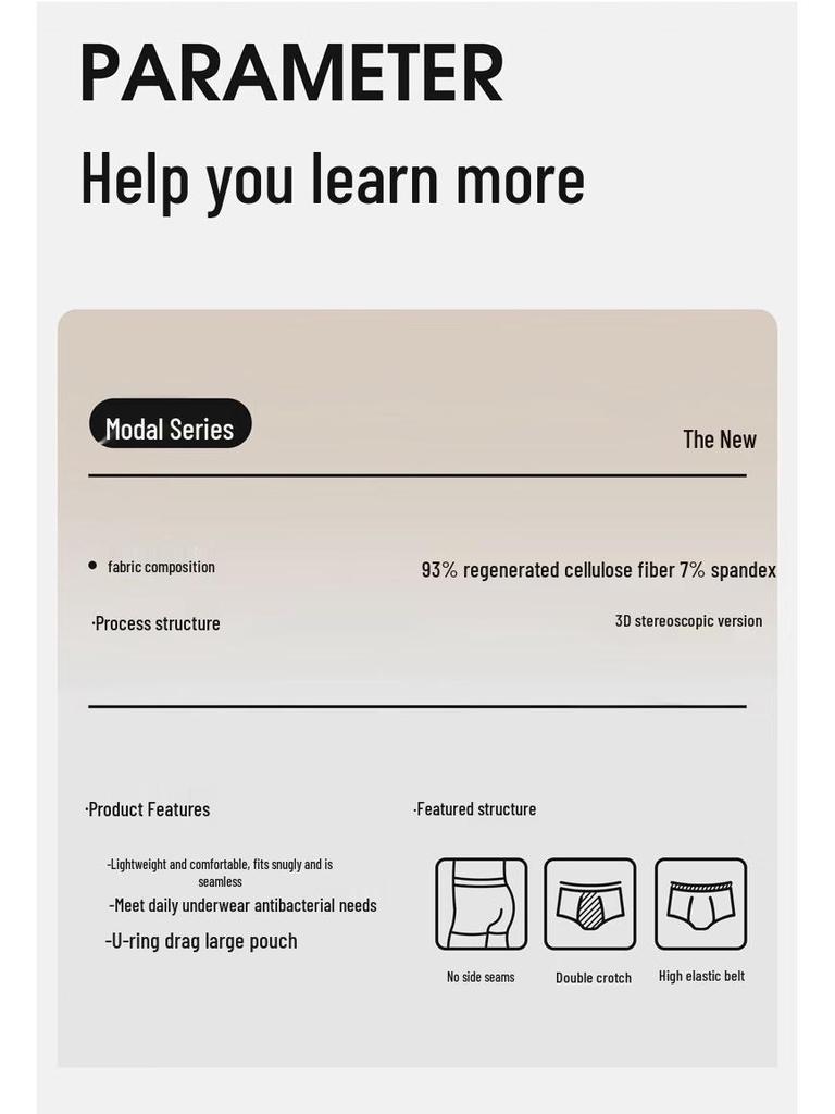 ZhenXingZuYi Men's Modal Breathable Boxer Briefs 3-Pack