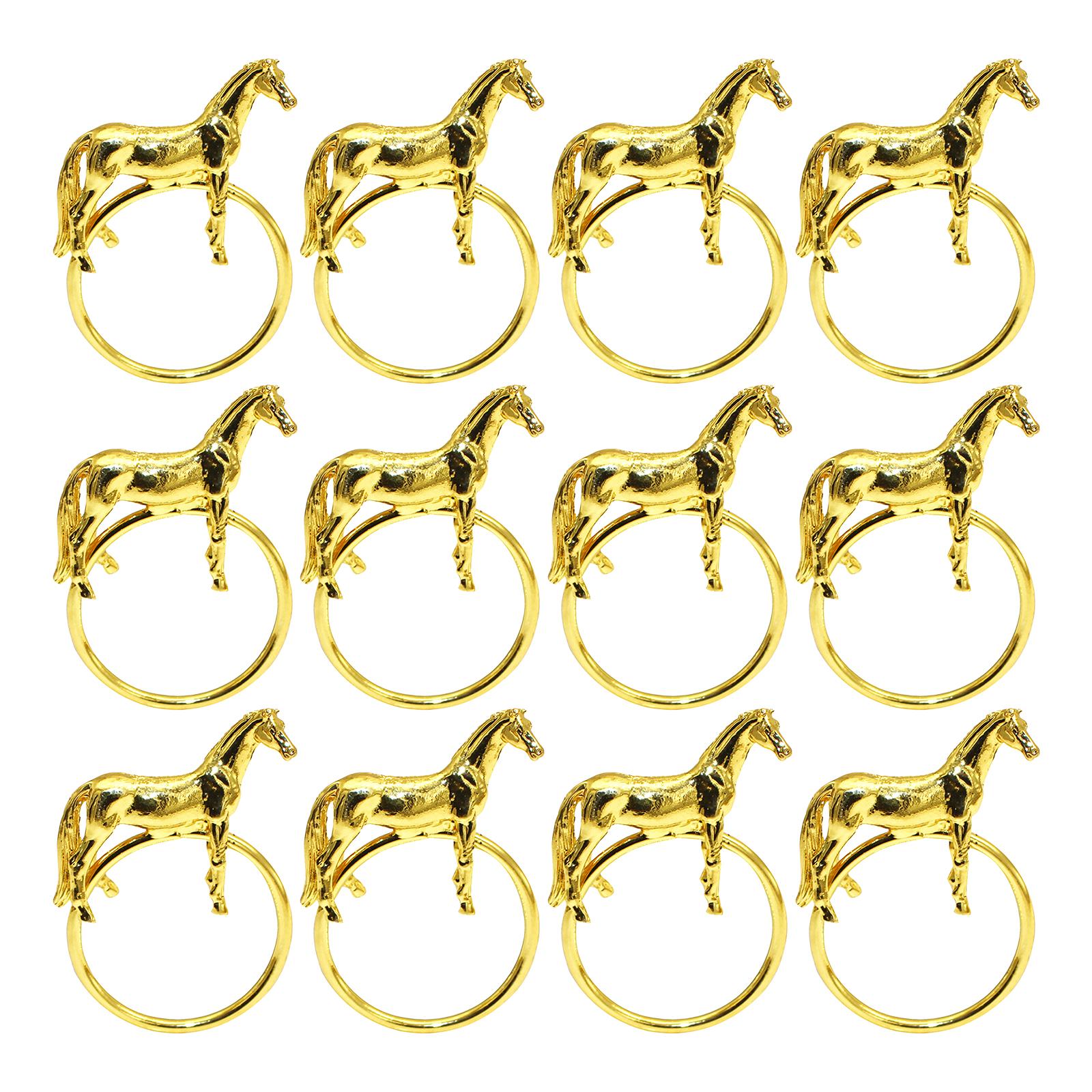 12Pcs Standing Horse Shape Napkin Ring Animal Napkin Ring Holders for Christmas Thanksgiving Banquet Decor