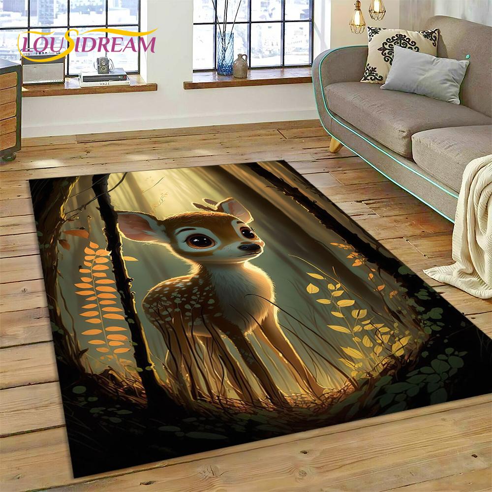 Dream Christmas Elk Sika Deer Cartoon Area Rug,Carpet Rug for Home Living Room Bedroom Sofa Doormat Decor,kid Non-slip Floor Mat