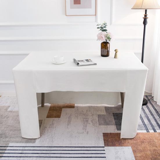 Fitted Tablecloth Polyester Open Back Table Cover Solid Color Washable Table Cloth for Meeting Party Wedding Banquet Birthday Decor