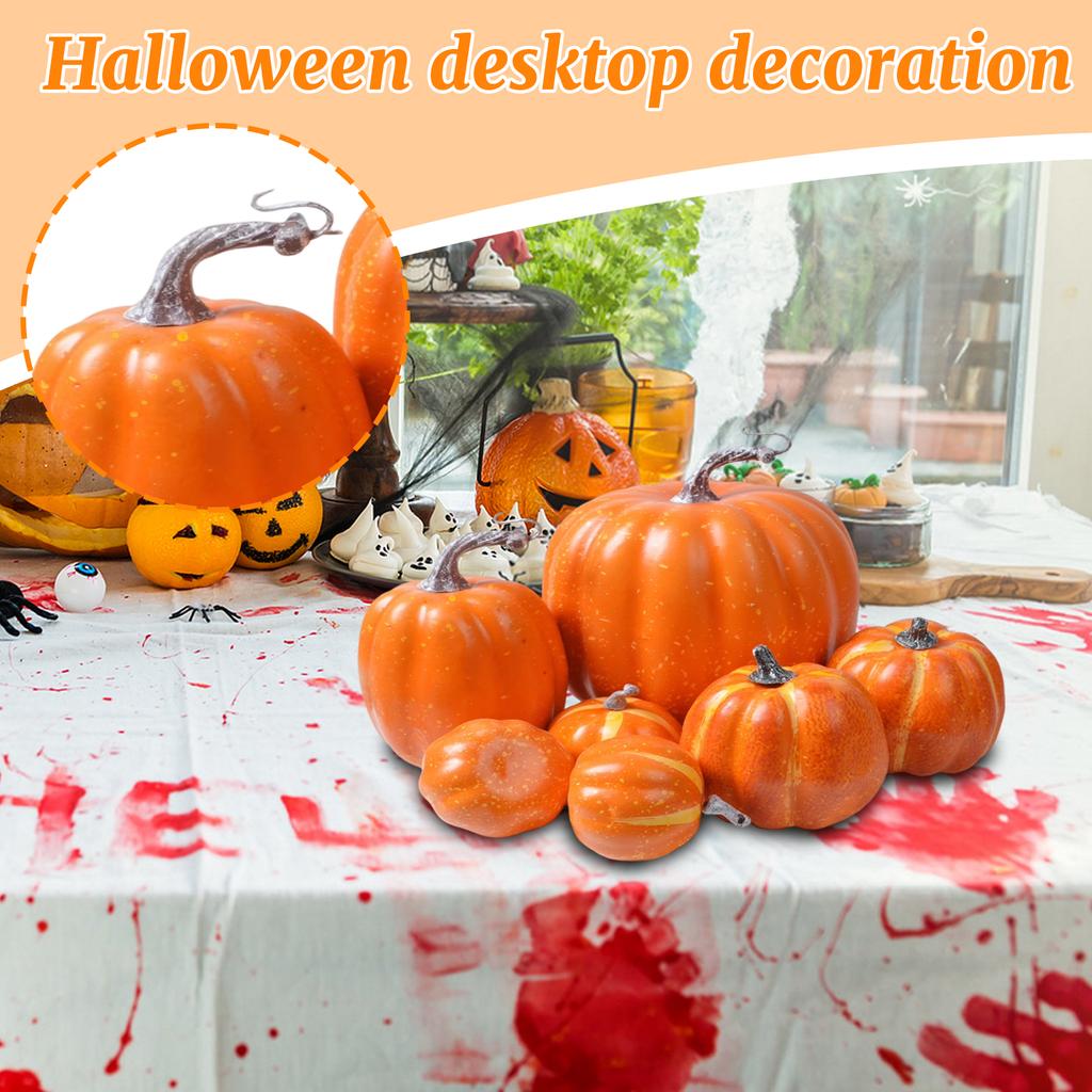 7pcs Simulation Pumpkin Model Orange Foam Pumpkin Suit