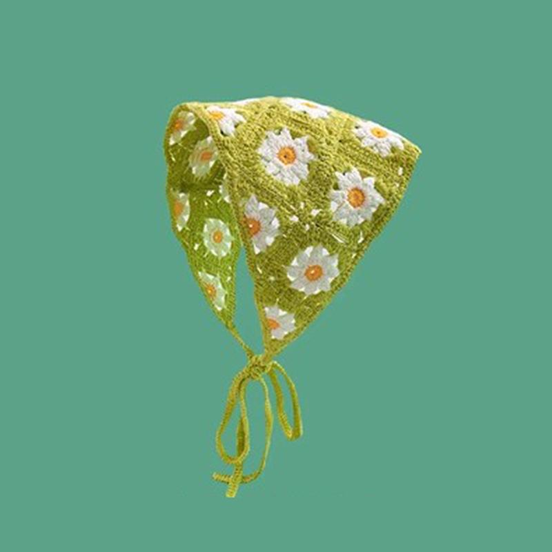 Süßes Niedliches Gestricktes Dreieck Stirnband Französischer Pastoralstil Stirnband Für Frauen Mädchen Kleine Blume Kopftuch Haaraccessoires