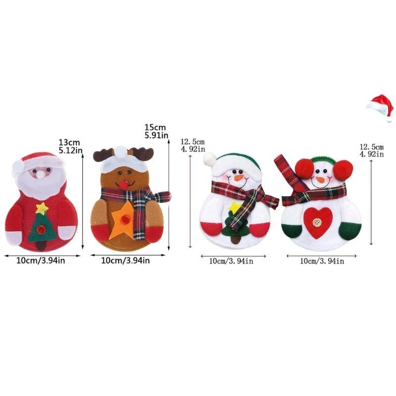  8pcs Christmas Tableware Holders Knives Fork Cutlery Bag Kitchen Xmas Snowman