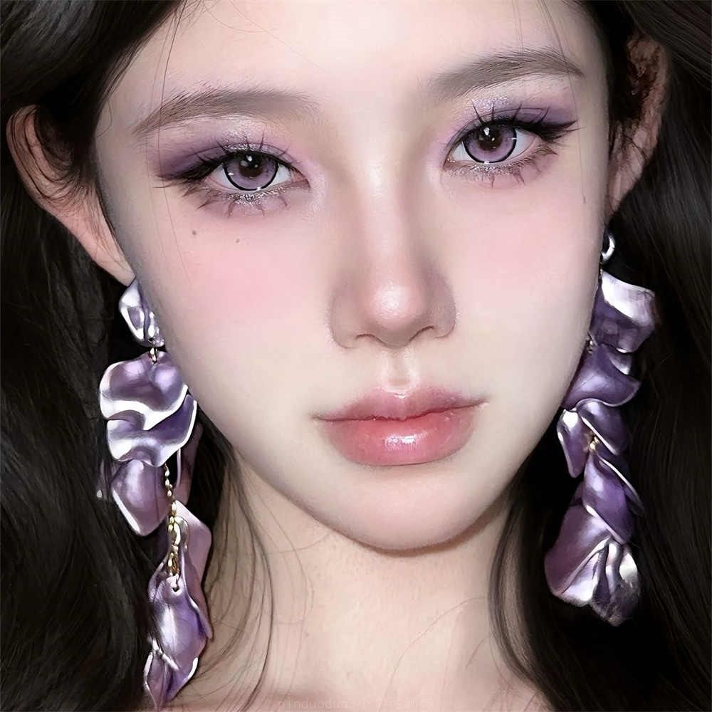 

Супер фея фиолетовые плиссированные лепестки серьги с бахромой нишевые легкие роскошные атмосферные длинные серьги темпераментные ретро серьги женские