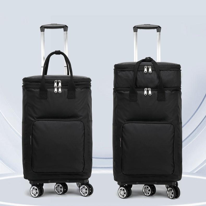 Expandable Trolley with Telescopic Handle & Wheels - Foldable, Detachable Shopping Cart with Bag.