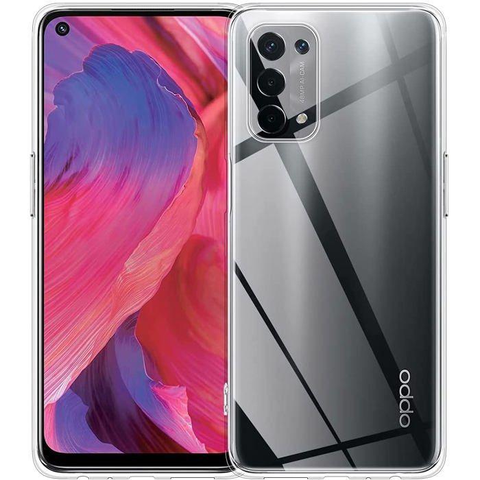 Case and Neck Strap for Oppo A54 5G - Transparent Soft TPU Adjustable Black Cord Phonillico®