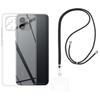 Case and Neck Strap for Xiaomi REDMI A1 / REDMI A2 - Transparent Soft TPU Adjustable Black Cord Phonillico®