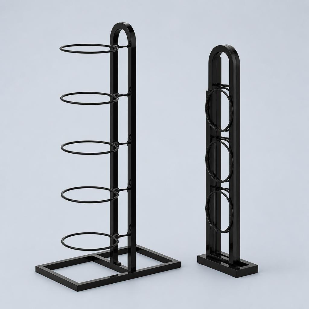 Foldable Metal Ball Storage Rack with Hooks for Basketball, Football and Sports Equipment
