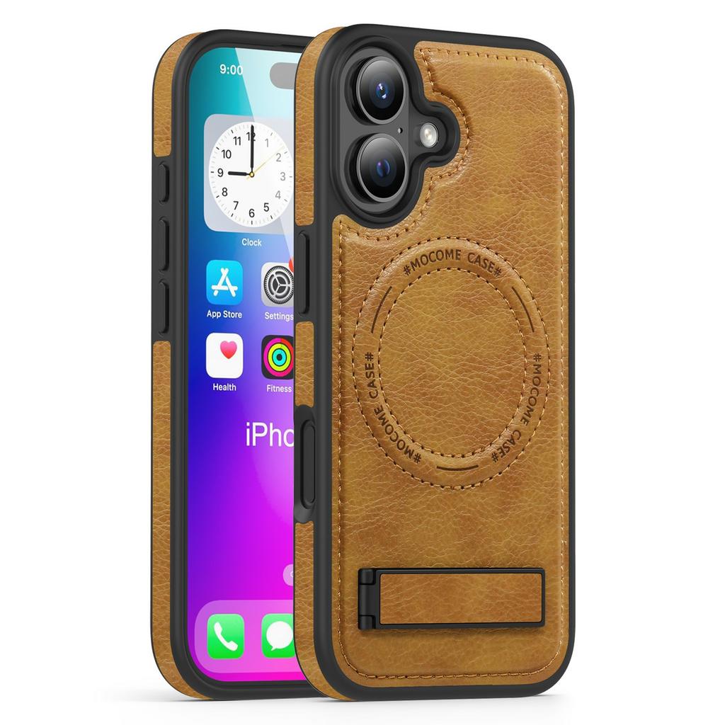 For iPhone 17 Case Compatible with MagSafe Kickstand Leather Phone Back Cover