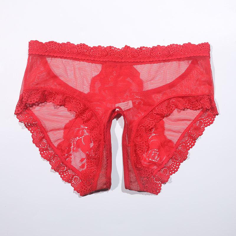 Sexy Lace Open Panties Women's Summer Mood Free Briefs Large Size Bow High Waist Couple Temptation Panties