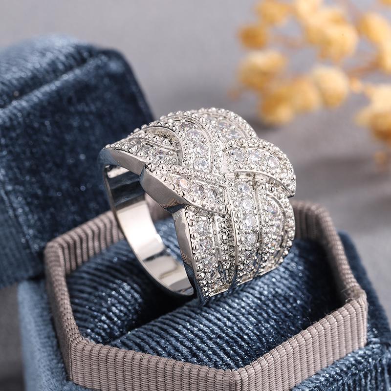 Anello di Lusso con Timbro S925 di Alta Qualità Colori Bianchi Pietra Zircone CZ per Donne Moda Matrimonio Fidanzamento Gioielli Regalo