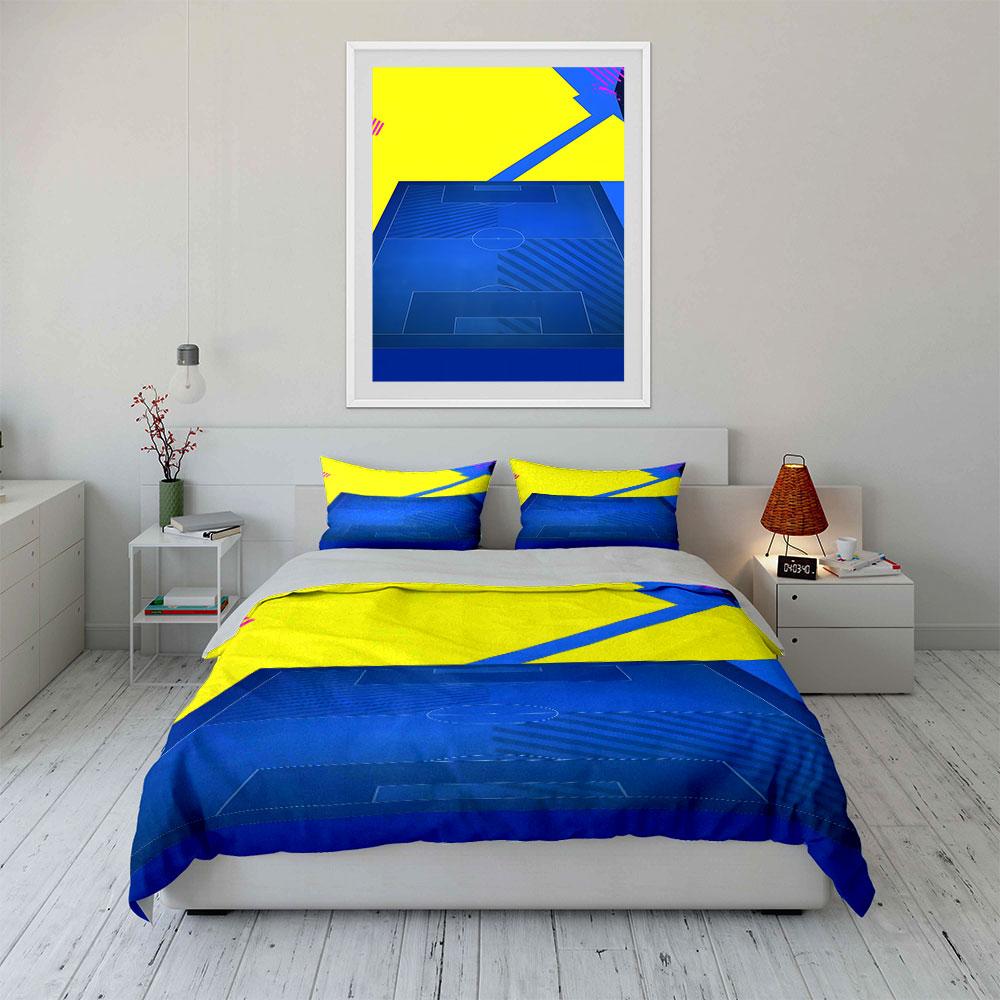 Giallo, blu, design geometrico. Set lenzuola Set copripiumino Copripiumini Federe(1 * Copripiumino 2 * Federe, senza piumino)