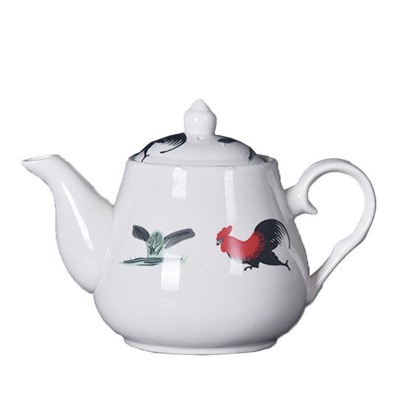 Large Ceramic White Teapot - Creative Persimmon Design for Home & Restaurant