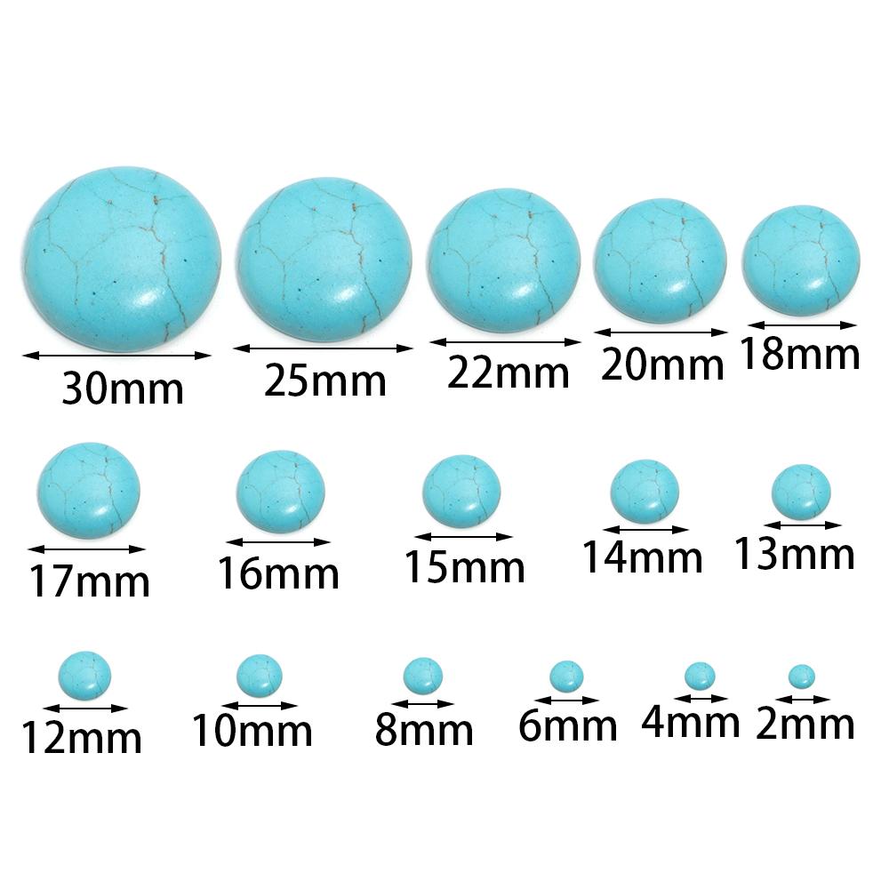 10pcs 2-30mm Natural Stone Turquoises Cabochon Beads Flat Back Round Cabochons Cameo For Jewelry Making DIY Ring Accessories