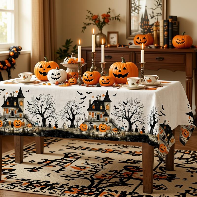 Vespri Halloweenový ubrus - Děsivý dýňový ubrus - Halloweenová pártyzyc