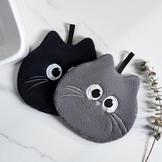 Cartoon Hand Towel Soft Absorbent Towel with Embroidered Eyes Kids Cute Hand Towel with Hanging Loop for Kitchen Bathroom