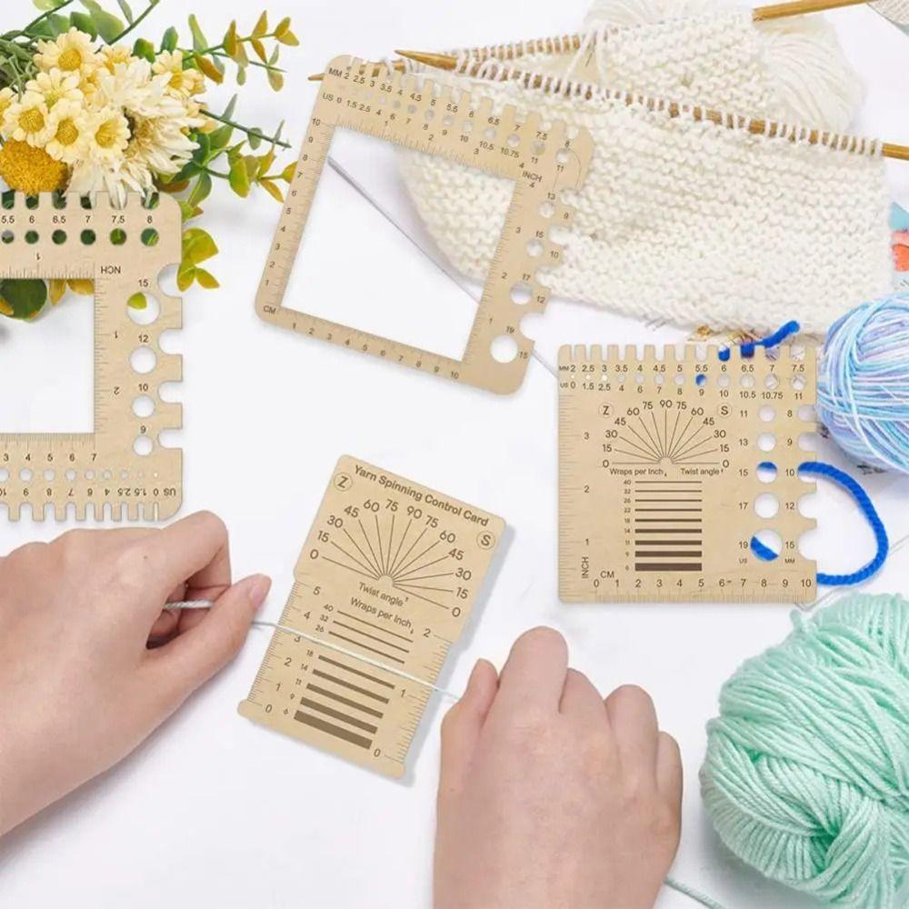 DIY Wood Knitting Needle Gauge Square Crochet Hooks Ruler  for Spinners Yarn Measuring Tools