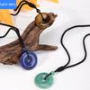 Natural crystal stone safety buckle pendant 30mm donut braided necklace fashion accessories