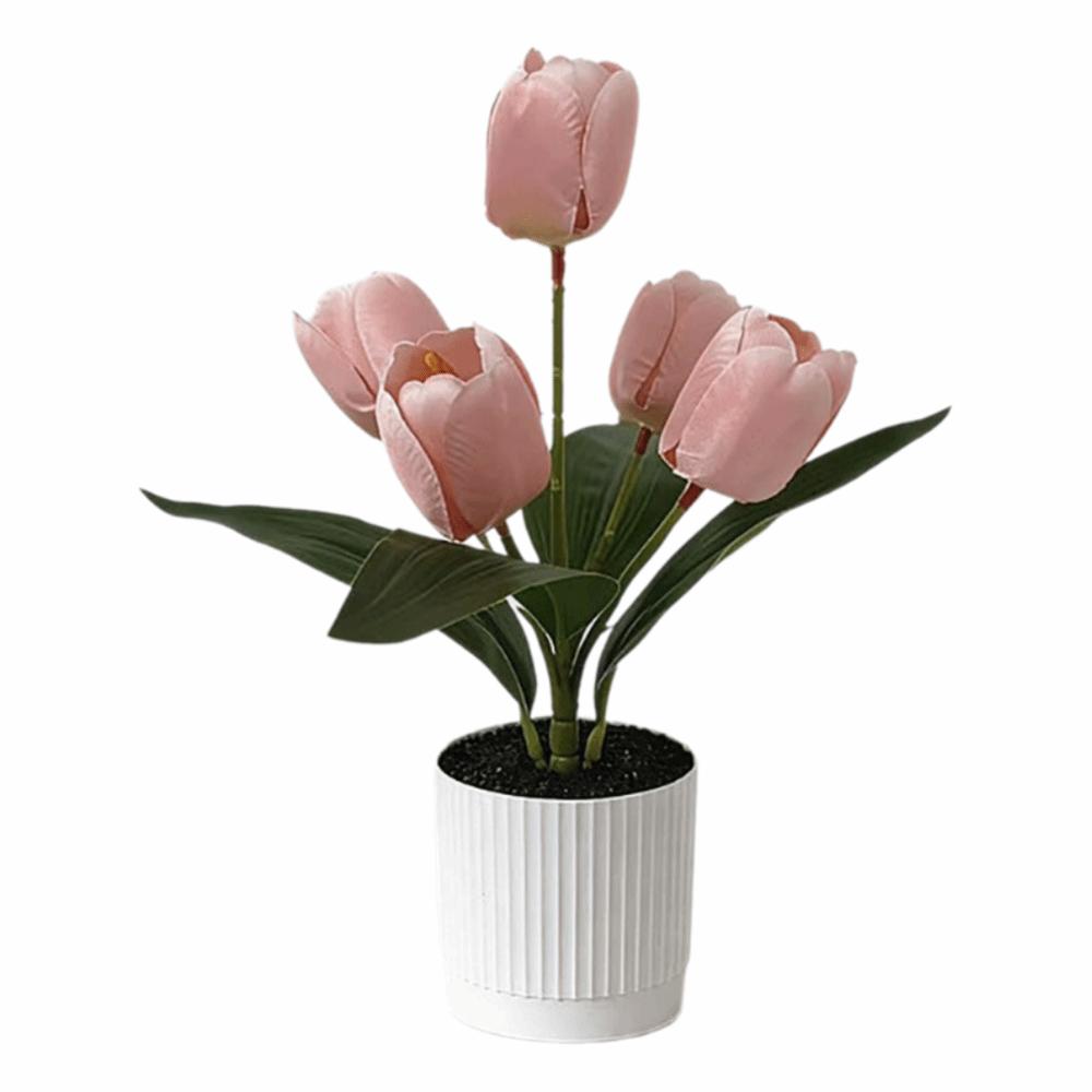 3/5 Heads Artificial Tulip Flower Bonsai Multicolor White Flowerpot Simulation Flower Bonsai Photo Props Faux Flower Potted Gift