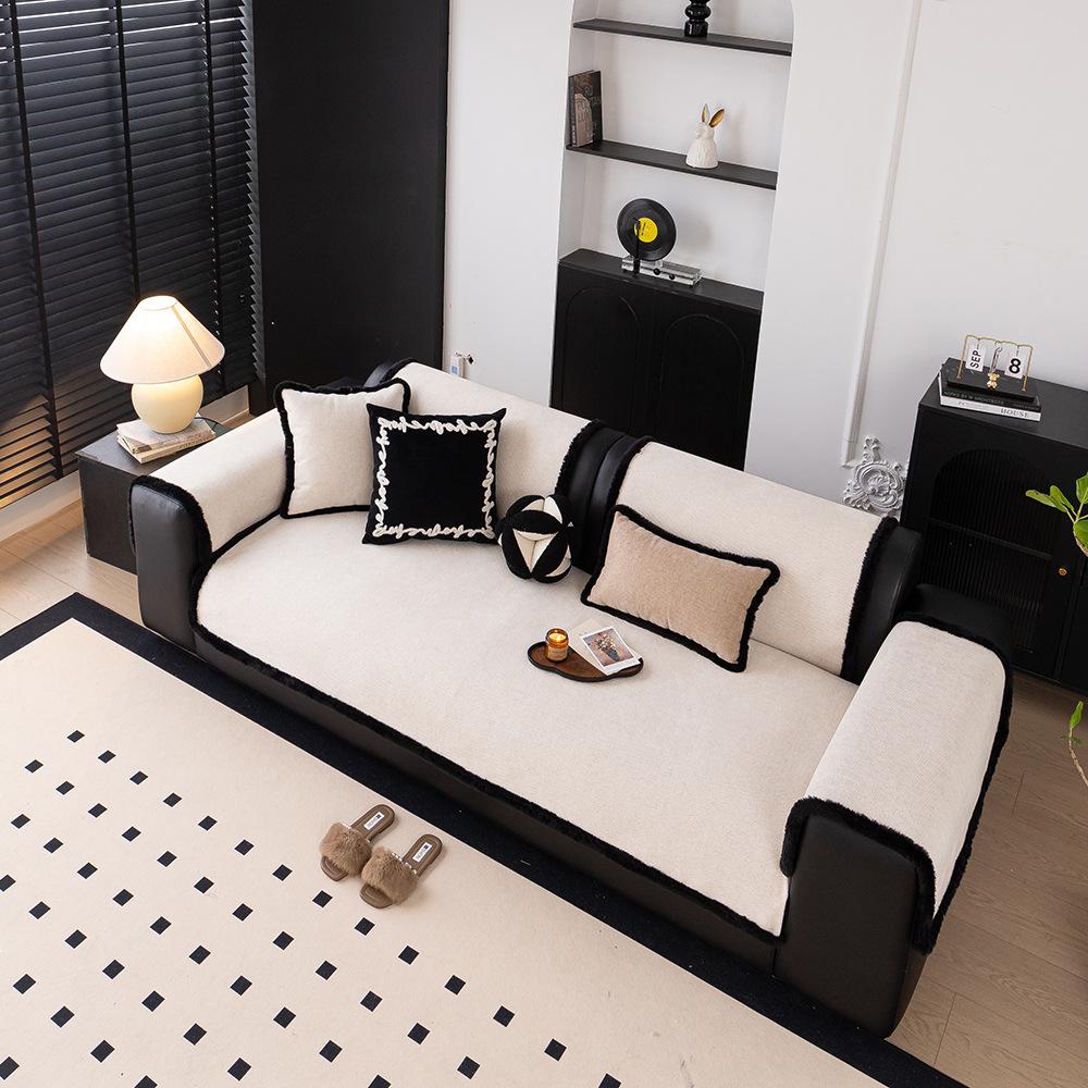 Plush Edge  New Sofa Cushion, Universal In All Seasons, Light Luxury, High-End Sense, Anti-Cat Scratch, Non-Slip Cover, Cloth Towel Cover