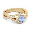 Moonstone Halo Accents Ring -925 Sterling Silver Gold Vermeil