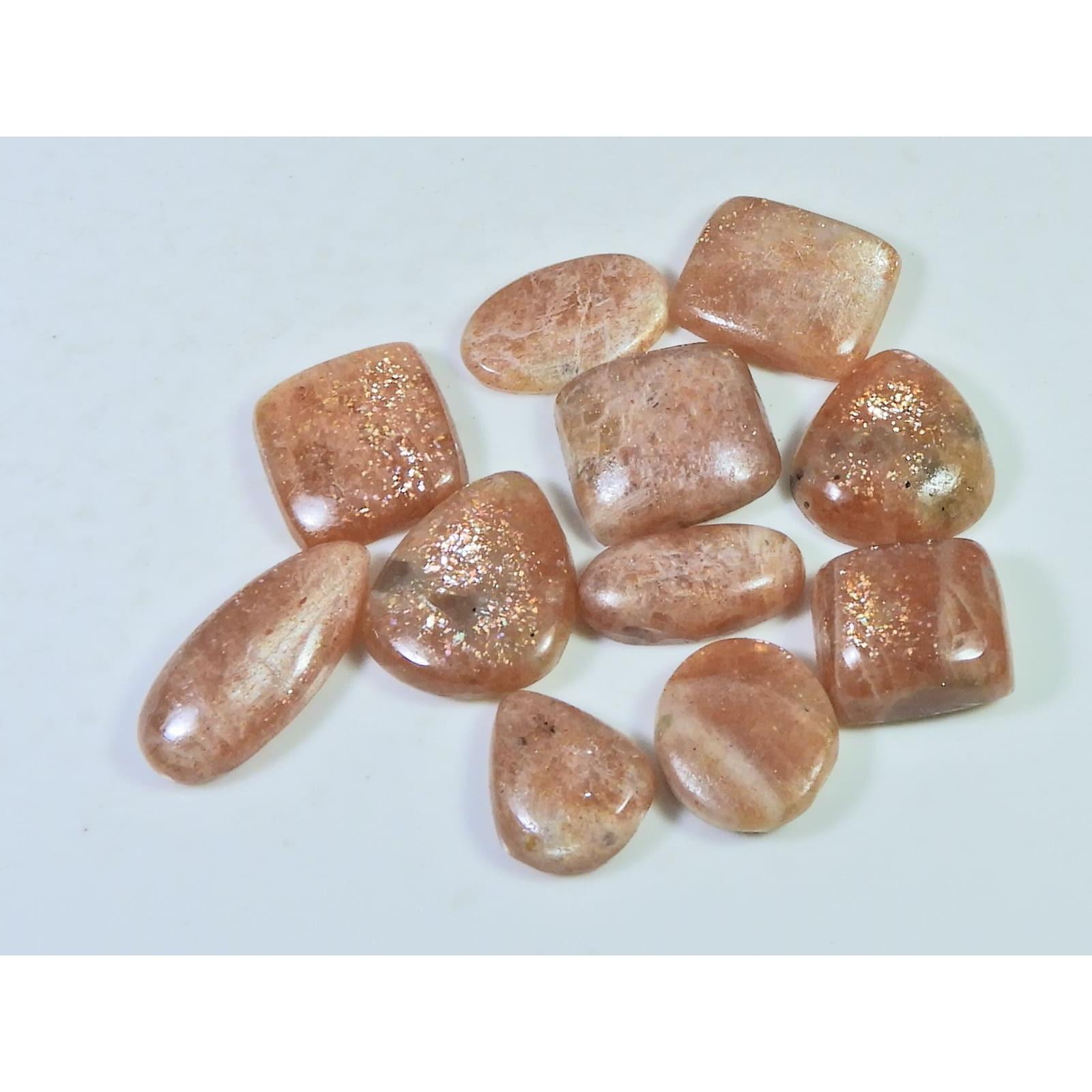 148Cts. Natural Sunstone Mix Shape Cabochon Loose Gemstone 11 Pcs Lot C-1920