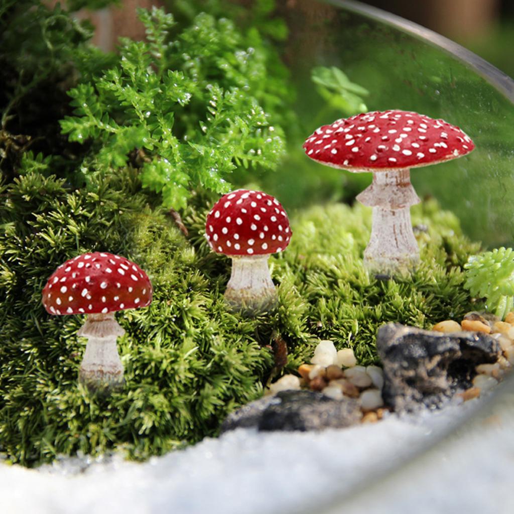 3pcs Luminous Mushroom Garden Stakes Yard Signs Outdoor Silhouette Potted Plant Ornaments for Fairy Garden Lawn Decor