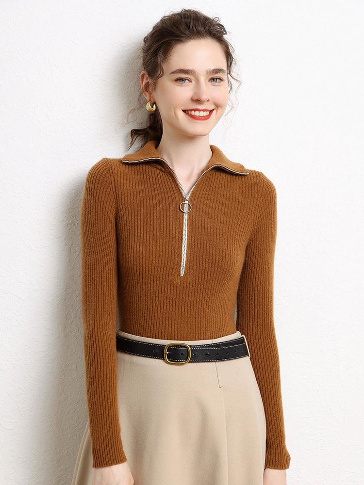 Women's Soft Cashmere Half-Zip Lapel Sweater - Slim Fit, Warm & Gentle Winter 2026 Style