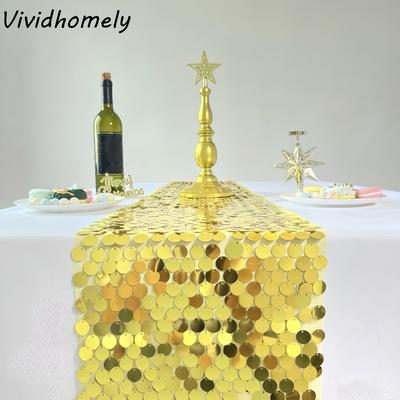 Fish Scale Sequins Table Runner Luxurious Elegant Sequin Tablecloth Sparkling 30x274cm Glitters Table Cover Kitchen Dining Table