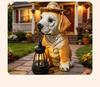 Solar Resin Dog with Grass Hat Lantern - Garden Decorative Lamp Ornament