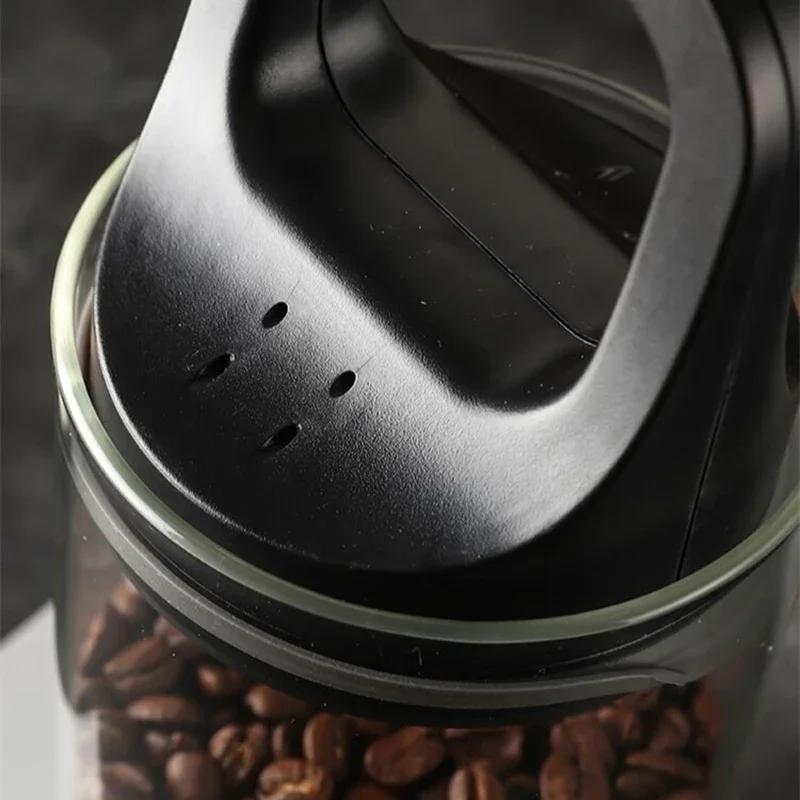 950/1450ml Vacuum Coffee Beans Sealed Jar Clear Glass Coffee Beans Candy Nut Snack Storage Jar Moisture Proof Fresh Keeping Tank