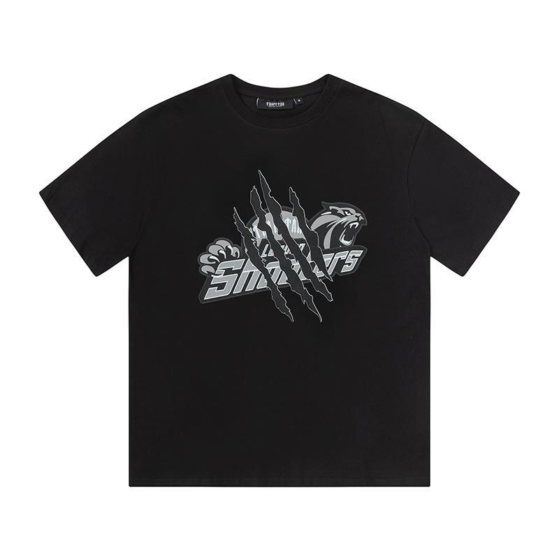 Grenzüberschreitende neue Graffiti-Buchstabendrucke Europäische und amerikanische Street-Trendmarken Locker und vielseitig Lässige Herren- und Damen-Kurzarm-Rundhals