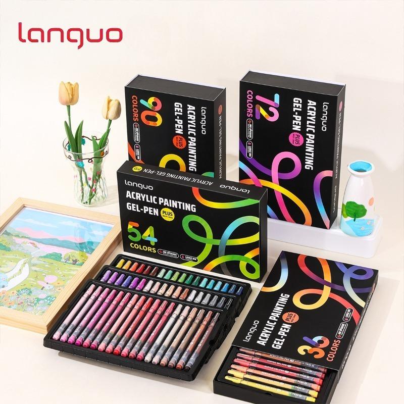 Languo 36/54/72/90 colors Acrylic Painting Handbook Pens Multi-Color DIY Gel Pen Student Neutral Pen Writing Marker Stationery
