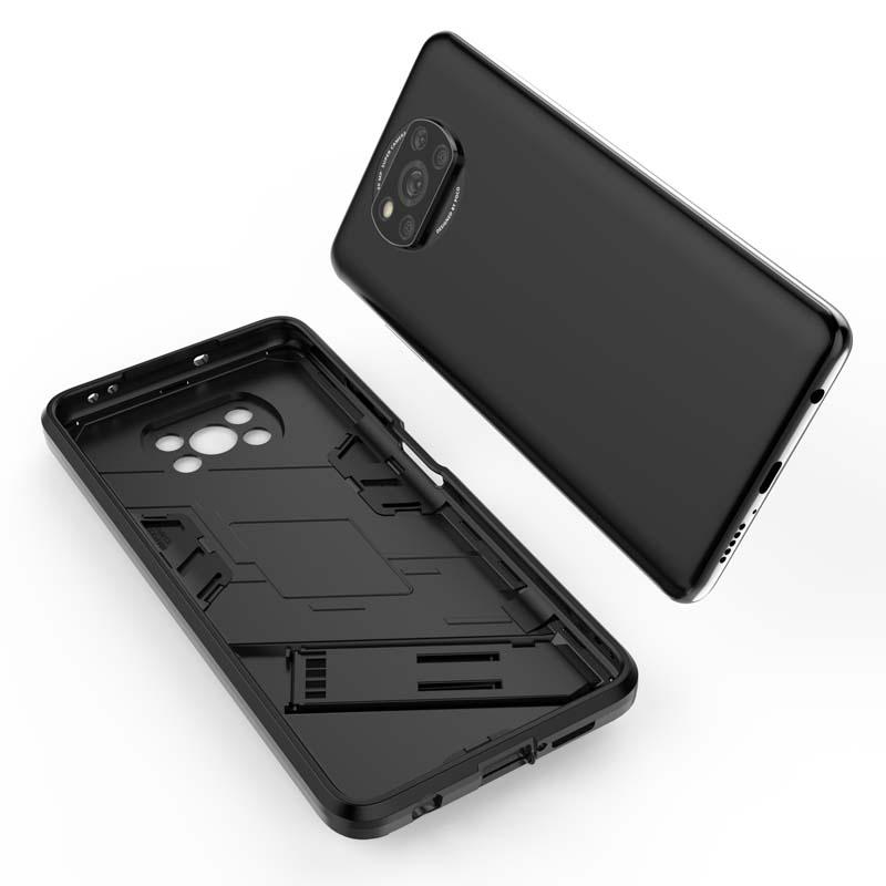 Armor Stoßfeste Handyhülle für Xiaomi Mi Pocophone Poco X3 Pro Magnetische Autohalterung Standabdeckung für Poco X3 NFC Harte robuste Hülle