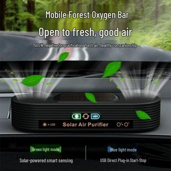 

Solar Car Air Purifier: Deodorizes, Removes Formaldehyde & Smoke, No Consumables, Oxygen Bar.