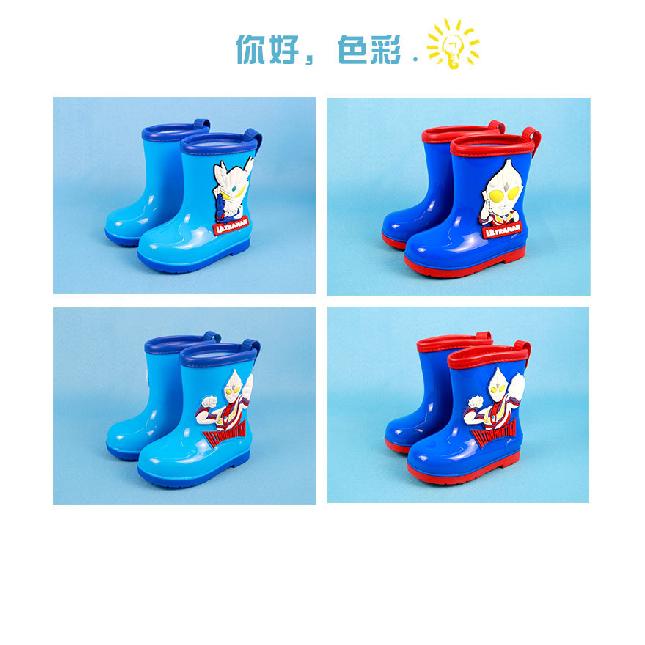 Ultraman Summer Four Seasons Children's Rain Boots Boys Cute Cartoon Overshoes Waterproof Tiga Zero Mid-Calf Water Shoes