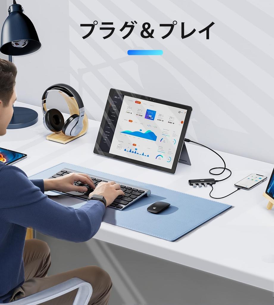 10Gbps USB C Hub Gen 2 4 Port ICZI USBC zu Hub Verlängerungskabel Erweiterung Erweiterung Mehrere Schlankes Design Leichtgewicht MacBook iPad und Videoausgang nicht
